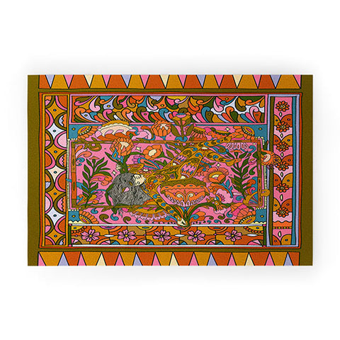 Cassidy Rae Marietta Deco Pink Protea Welcome Mat