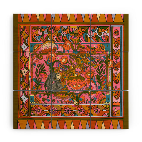 Cassidy Rae Marietta Deco Pink Protea Wood Wall Mural