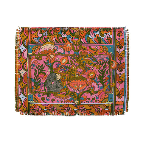 Cassidy Rae Marietta Deco Pink Protea Throw Blanket