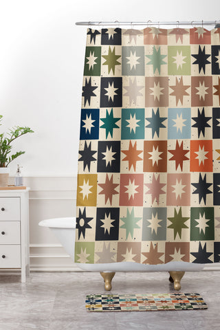 Cassidy Rae Marietta Kaleidoscope Star Shower Curtain And Mat