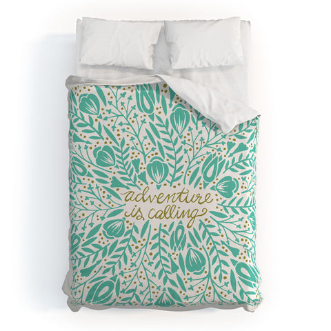 Cat Coquillette Adventure is Calling Mint Duvet Cover