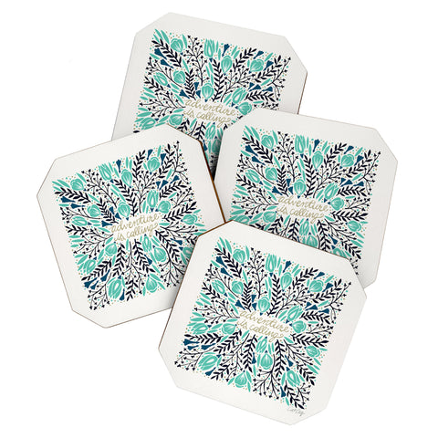 Cat Coquillette Adventure is Calling Navy Mint Coaster Set