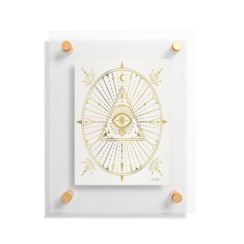 Cat Coquillette AllSeeing Eye Mandala Gold Floating Acrylic Print