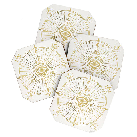 Cat Coquillette AllSeeing Eye Mandala Gold Coaster Set