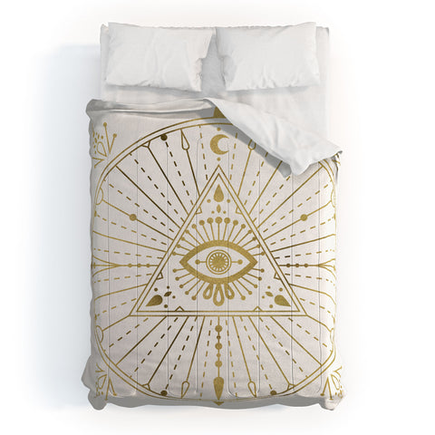 Cat Coquillette AllSeeing Eye Mandala Gold Comforter