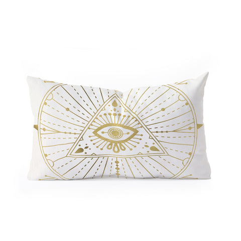 Cat Coquillette AllSeeing Eye Mandala Gold Oblong Throw Pillow