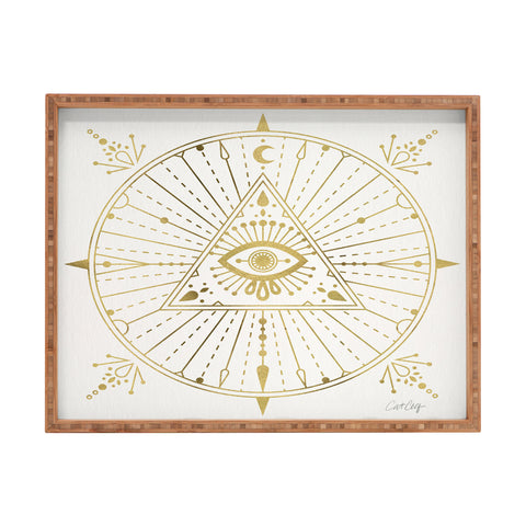 Cat Coquillette AllSeeing Eye Mandala Gold Rectangular Tray