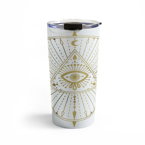 Cat Coquillette AllSeeing Eye Mandala Gold Travel Mug