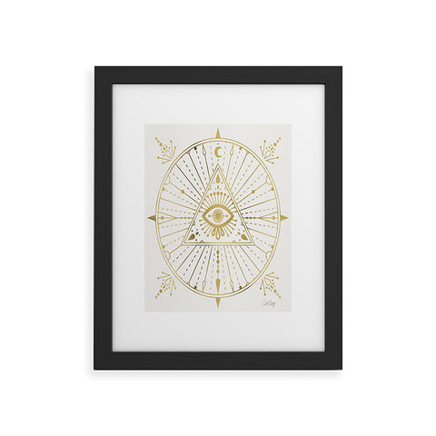 Cat Coquillette AllSeeing Eye Mandala Gold Framed Art Print