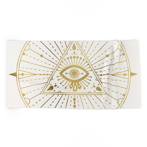 Cat Coquillette AllSeeing Eye Mandala Gold Beach Towel