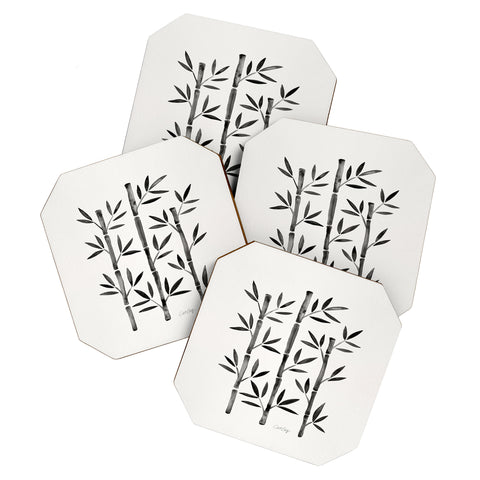 Cat Coquillette Black Bamboo Coaster Set