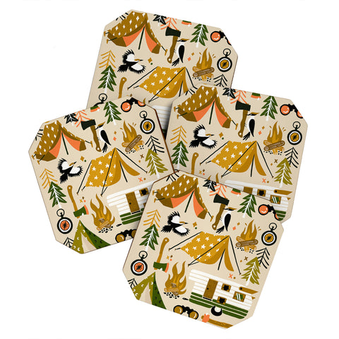 Cat Coquillette Camping Kit Olive Palette Coaster Set