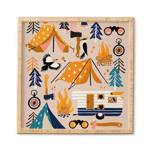 Cat Coquillette Camping Kit Orange Blue Framed Wall Art