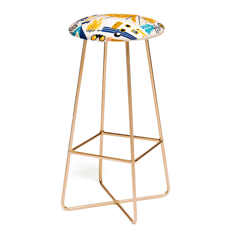 Cat Coquillette Camping Kit Orange Blue Bar Stool