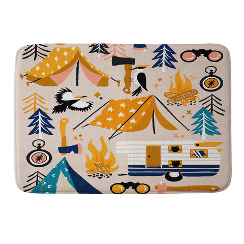 Cat Coquillette Camping Kit Orange Blue Memory Foam Bath Mat