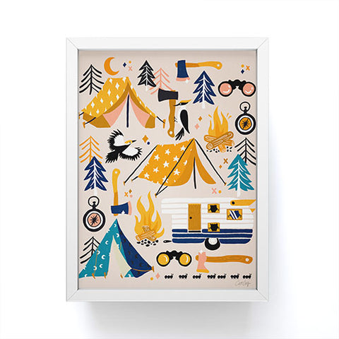 Cat Coquillette Camping Kit Orange Blue Framed Mini Art Print