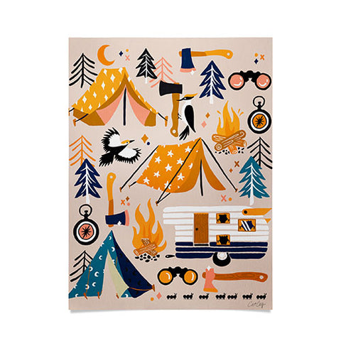 Cat Coquillette Camping Kit Orange Blue Poster