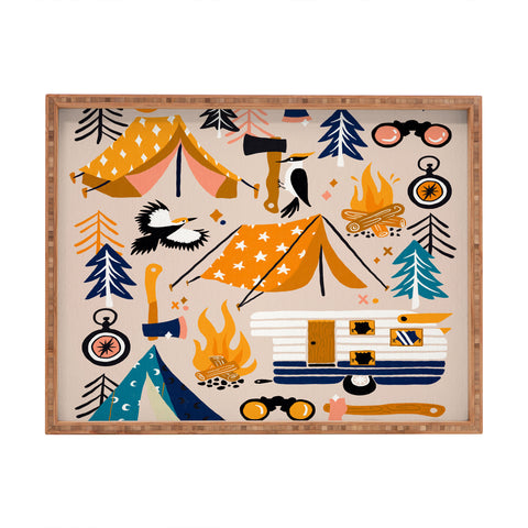 Cat Coquillette Camping Kit Orange Blue Rectangular Tray