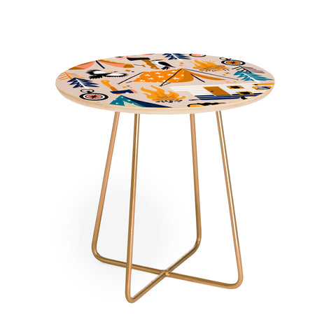 Cat Coquillette Camping Kit Orange Blue Round Side Table