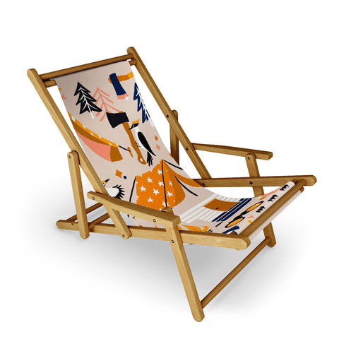 Cat Coquillette Camping Kit Orange Blue Sling Chair