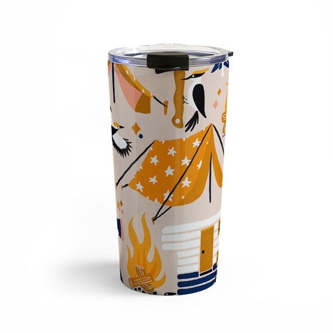 Cat Coquillette Camping Kit Orange Blue Travel Mug