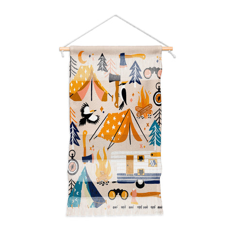 Cat Coquillette Camping Kit Orange Blue Wall Hanging Portrait