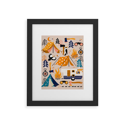 Cat Coquillette Camping Kit Orange Blue Framed Art Print