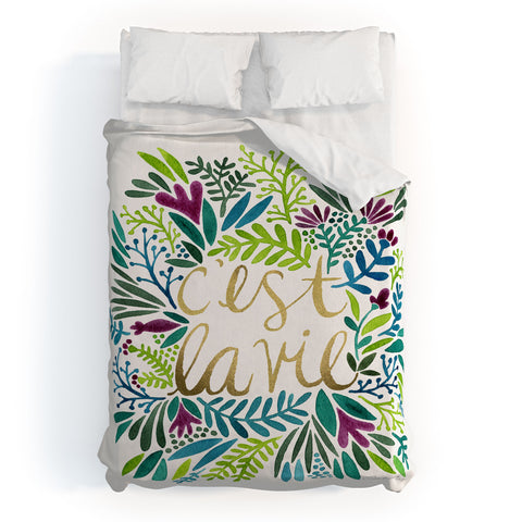 Cat Coquillette Cest La Vie Blue Green Duvet Cover