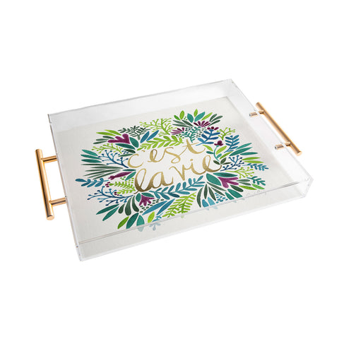 Cat Coquillette Cest La Vie Blue Green Acrylic Tray