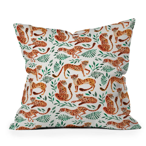 Cat Coquillette Cheetah Pattern in Orange Outdoor Throw Pillow