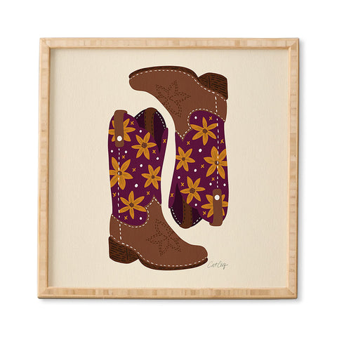 Cat Coquillette Cowgirl Boots Fuchsia Orange Framed Wall Art