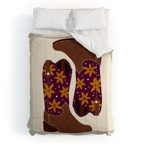 Cat Coquillette Cowgirl Boots Fuchsia Orange Comforter