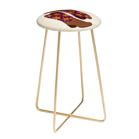 Cat Coquillette Cowgirl Boots Fuchsia Orange Counter Stool