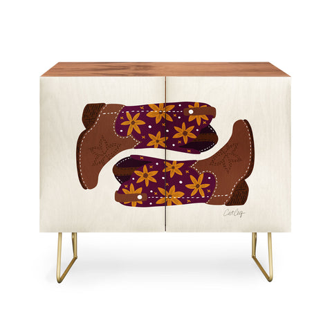 Cat Coquillette Cowgirl Boots Fuchsia Orange Credenza