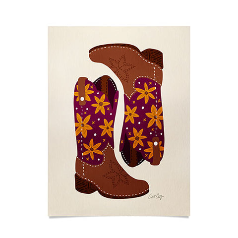 Cat Coquillette Cowgirl Boots Fuchsia Orange Poster