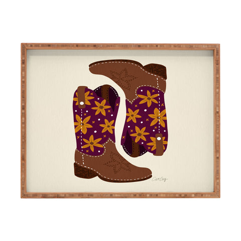 Cat Coquillette Cowgirl Boots Fuchsia Orange Rectangular Tray