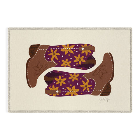 Cat Coquillette Cowgirl Boots Fuchsia Orange Outdoor Rug