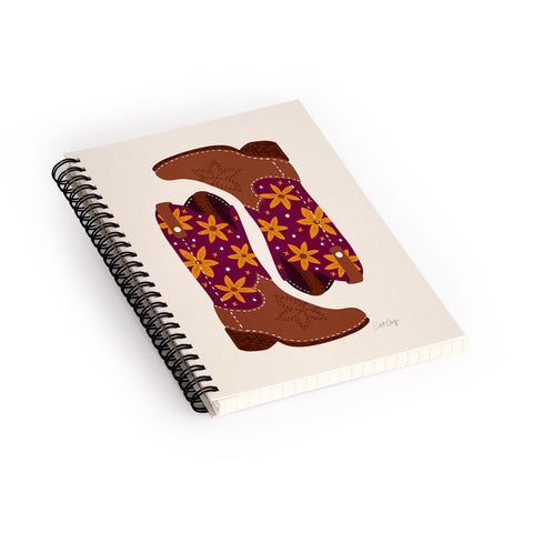 Cat Coquillette Cowgirl Boots Fuchsia Orange Spiral Notebook