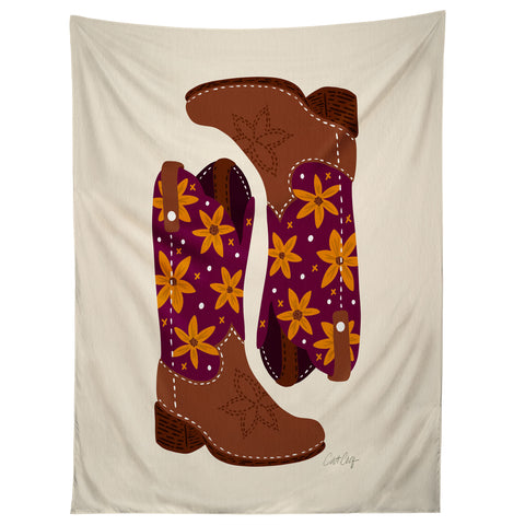 Cat Coquillette Cowgirl Boots Fuchsia Orange Tapestry