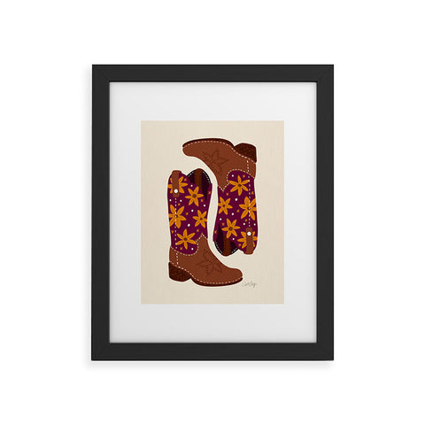 Cat Coquillette Cowgirl Boots Fuchsia Orange Framed Art Print