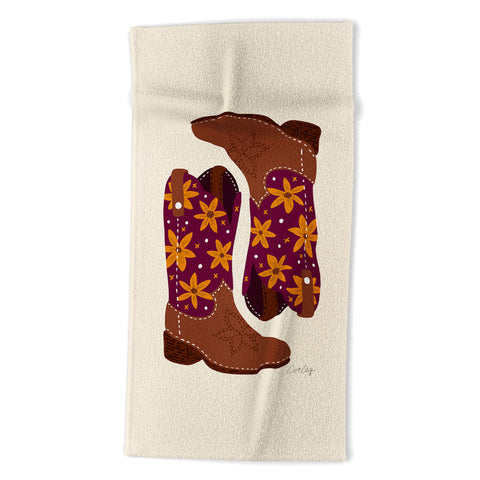 Cat Coquillette Cowgirl Boots Fuchsia Orange Beach Towel