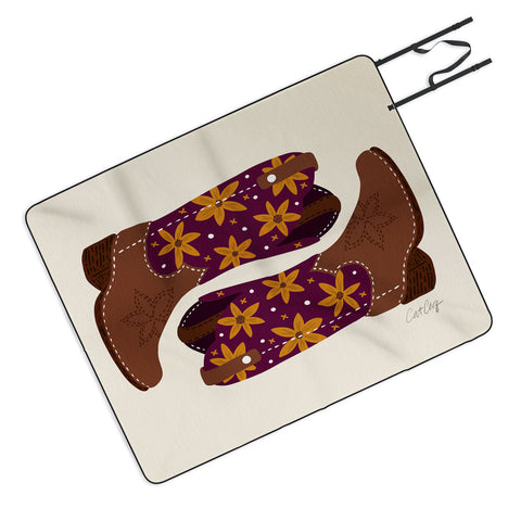 Cat Coquillette Cowgirl Boots Fuchsia Orange Picnic Blanket