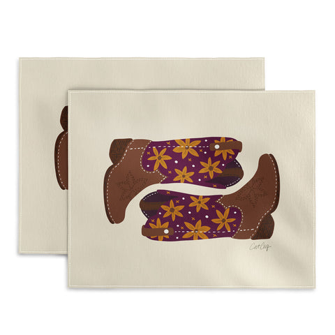 Cat Coquillette Cowgirl Boots Fuchsia Orange Placemat