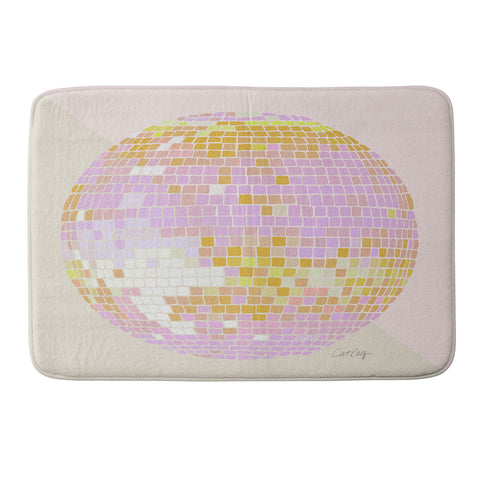 Cat Coquillette Disco Ball Peach Memory Foam Bath Mat