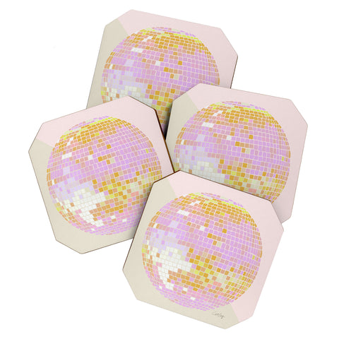 Cat Coquillette Disco Ball Peach Coaster Set