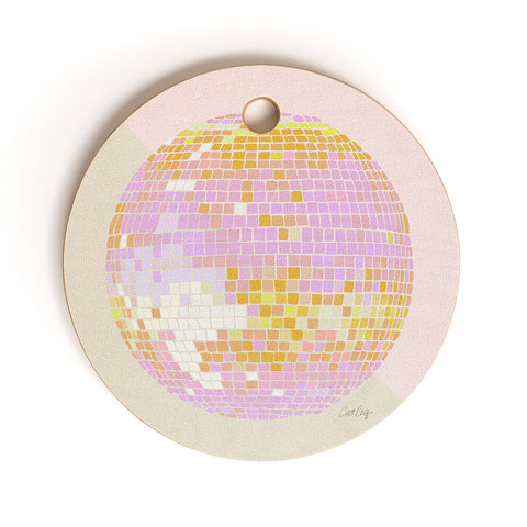 Cat Coquillette Disco Ball Peach Cutting Board Round