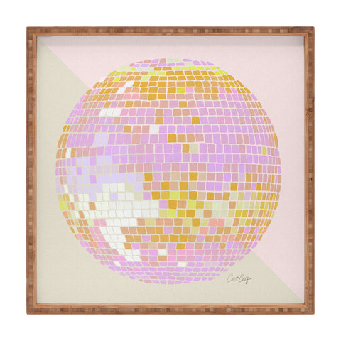 Cat Coquillette Disco Ball Peach Square Tray