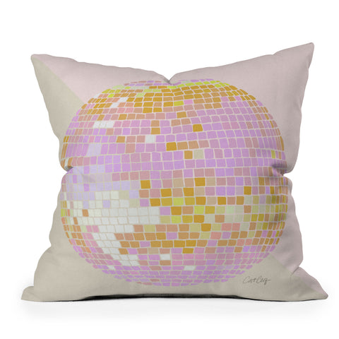 Cat Coquillette Disco Ball Peach Outdoor Throw Pillow