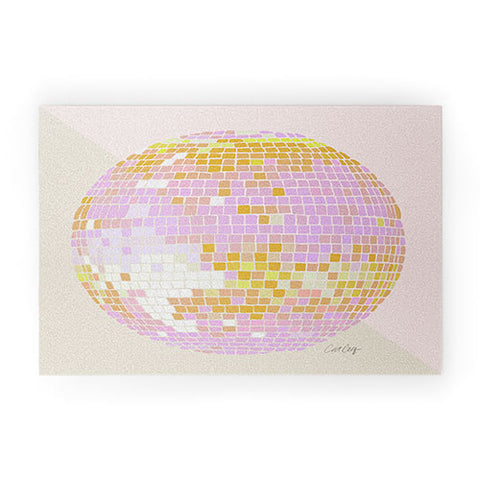 Cat Coquillette Disco Ball Peach Welcome Mat