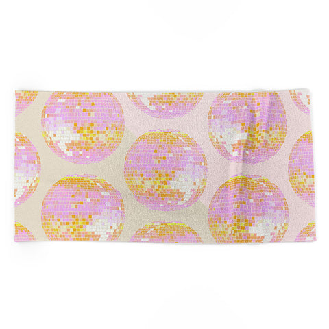Cat Coquillette Disco Ball Peach Beach Towel